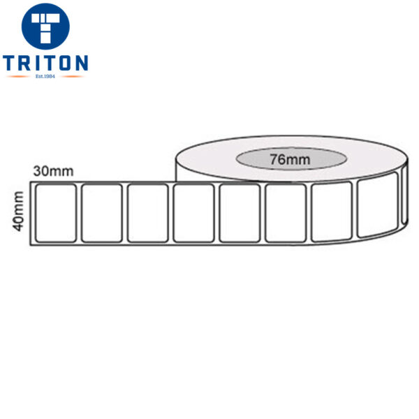 Direct Thermal Label 40 x 30 White Blank, 76mm core