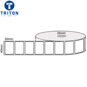 Thermal Transfer Label 40 x 30 White Blank Gloss, 25mm core