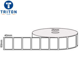 Thermal Transfer Label 60 x 40 White Blank, 25mm core