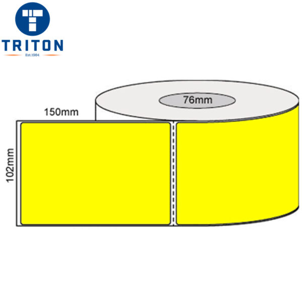 Direct Thermal Freight Label 102 x 150 Yellow, Perforation, 76mm core
