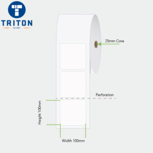 Direct Thermal Label 100 x 100 White, Perforated, 25mm core