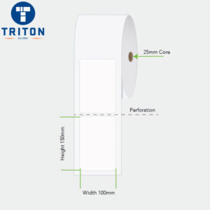 Direct Thermal Label 100 x 150 White, Perforated, 25mm core