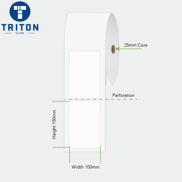 Direct Thermal Label 100 x 150 White, Perforated, 76mm core
