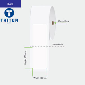 Direct Thermal Label 100 x 150 Blue, Perforated, 25mm core