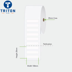 Direct Thermal Label 100 x 25 White, Perforated, 25mm core