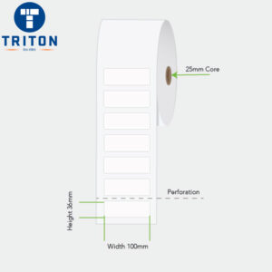 Direct Thermal Label 100 x 36 White, Perforated, 25mm core