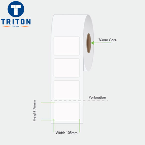 Direct Thermal Label 105 x 76 White, Perforated, 76mm core