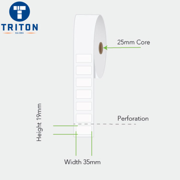 Direct Thermal Label 35 x 19 White, Perforated, 25mm core