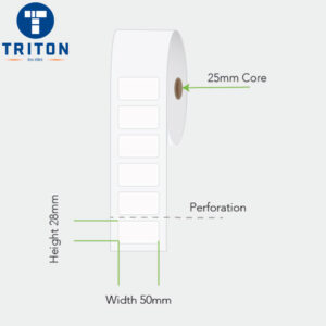 Direct Thermal Label 50 x 28 White, Perforated, 25mm core