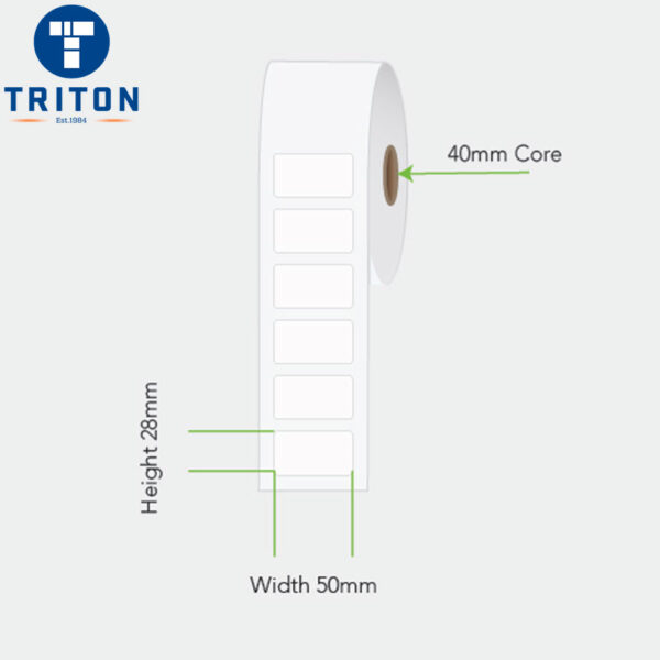 Direct Thermal Label 50 x 28 White, Perforated, 40mm core