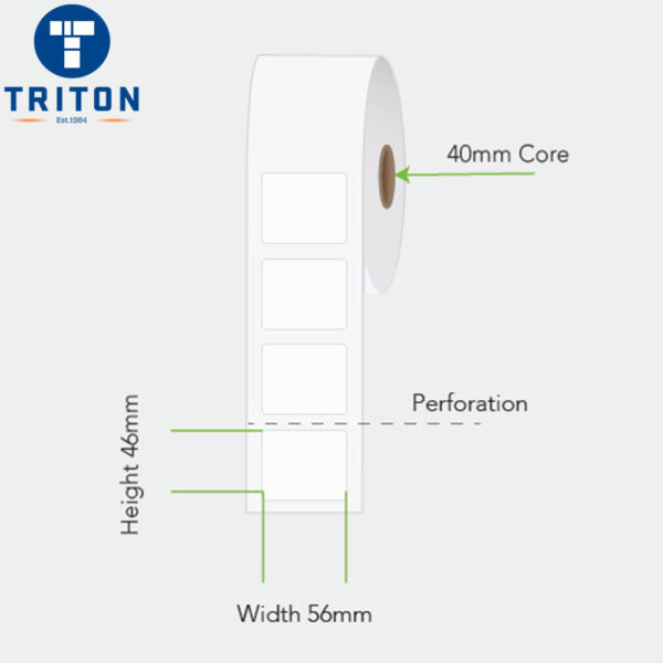 Direct Thermal Label 56 x 46 White, Perforated, 40mm core