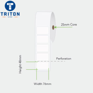 Thermal Transfer Label 76 x 48 White, Perforated, 25mm core