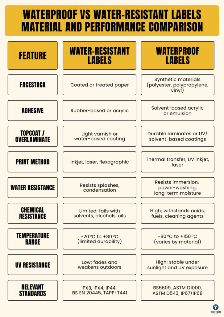 Waterproof vs Water-Resistant Labels Material and Performance Comparison
