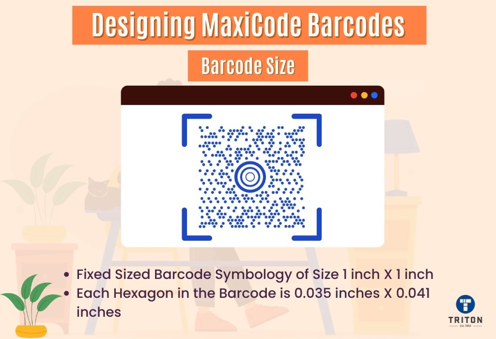 Two points on design rules for barcode size of MaxiCode barcode