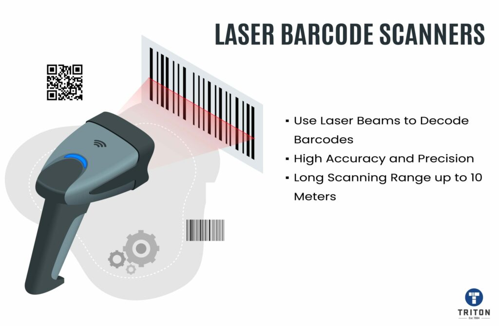 List of three characteristics of Laser barcode scanners