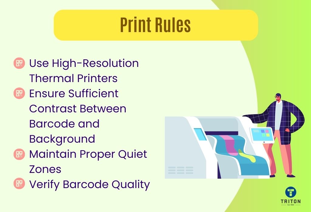 List of four points on printing rules of TLC39 Barcodes