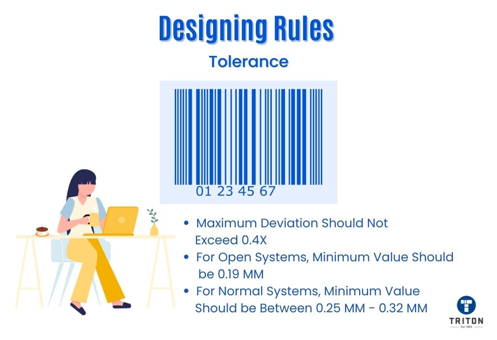 List of three points on design rules for Tolerance of Telepen Barcode