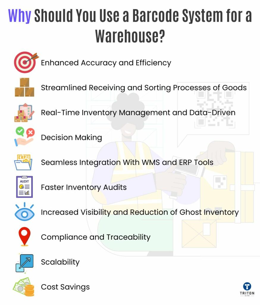 List of ten reasons why you should use a barcode system for a warehouse